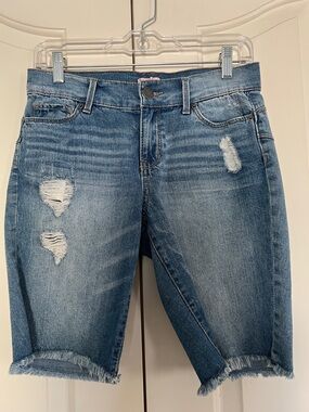 Juicy Couture Blue Distressed Denim Bermuda Shorts